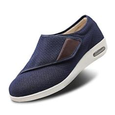 Imagem de Tênis feminino estiloso para diabéticos com suporte de arco, larguras extralargas, alça ajustável, fácil de colocar/tirar com 3 pares de palmilhas de substituição para suporte de pés inchados, Azul