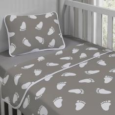 Imagem de Jogo de Cama Tecebem Malha Mini Cama(Montessoriana) Mia 3 Peças Cinza