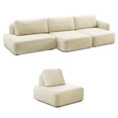 Imagem de Conjunto Sala de Estar 1 Sofá Retrátil Modulado 342cm e 1 Poltrona San