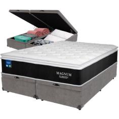 Imagem de Cama Box Baú e Colchão Magnum Molas Ensacadas Queen Plumatex,  Cinza