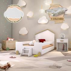 Imagem de Cama de Criança Infantil Montessoriana com Colchão e Escadinha Juvenil