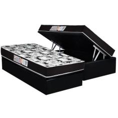 Imagem de Conjunto Box Baú Solteiro: Colchão Molas Luckspuma D33 Supreme Pró Saú