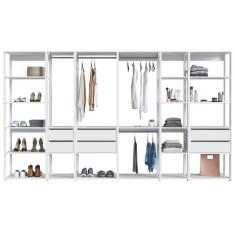 Imagem de Guarda Roupa Closet 6 Peças com Cabideiros e Gavetas Branco com Nichos Easy Prodecor