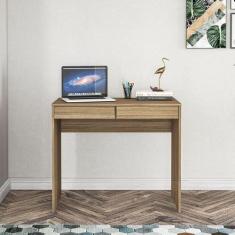 Imagem de Mesa Tijuca para Escritório e Notebook com 2 Gavetas - Castanho - Poli