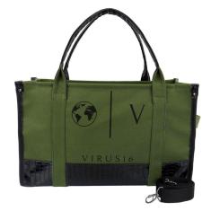 Imagem de Bolsa Tote Bag Feminina Lona Com Alça Fixa e Tranversal Removível Fechamento Zíper Detalhe Croco