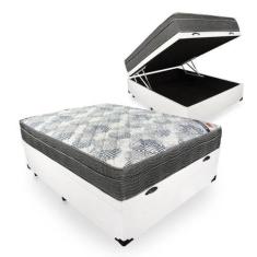 Imagem de Cama Box Baú Casal Sintético Branco + Colchão Ortobom Iso Superpocket