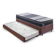 Imagem de Bicama Box Solteiro King com Colchão Gran Sleep Ecoflex Molas Verticoil Suede 96x203cm Marrom