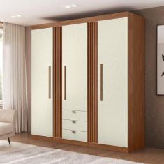 Imagem de Guarda-roupa Aurora 03 Portas 3 Gavetas Jatobá/areia