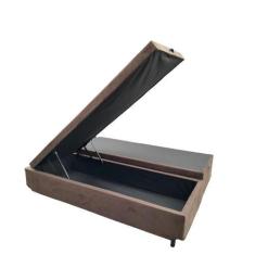 Imagem de Cama Box Baú King Bipartido Blindado Suede Marrom Com Pistão A Gás - I