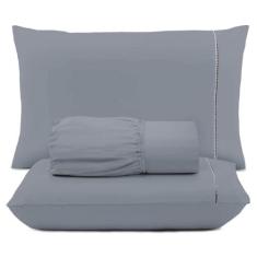 Imagem de Jogo de Lençol Malha King 3 Peças 100% Algodão Cinza