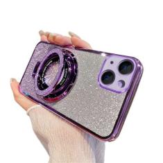 Imagem de GYHOYA Capa magnética para iPhone 13 Mini capa brilhante fofa com suporte [compatível com MagSafe] Capa protetora fina com cartão de glitter à prova de choque para mulheres meninas para iPhone 13 Mini