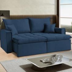 Imagem de Sofá Cama Dallas 170 Cm sem Caixa Veludo Azul Marinho