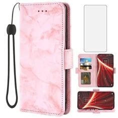 Imagem de Asuwish Compatível com TCL 10 5G UW Verizon capa e protetor de tela de vidro temperado, acessórios, compartimento para cartão, suporte, carteira de mármore, capas de telefone para TCL105GUW TLC 105GUW