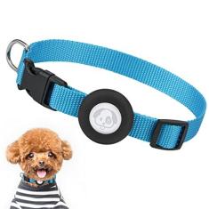 Imagem de Coleira para cachorro Airtag, coleira ajustável para cães com fivela de encaixe rápido durável, coleira de cachorro de nylon sintético com suporte impermeável para Apple Airtag para cães pequenos, médios e grandes