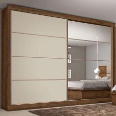 Imagem de Guarda Roupa Casal Sevilha Com 2 Espelho 2 Portas De Correr 6 Gavetas Made Marcs Brauna / Off White / Brauna Cestaplus