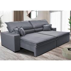 Imagem de Sofá Retrátil e Reclinável 2,95m Império. com Molas Cama inBox Linho