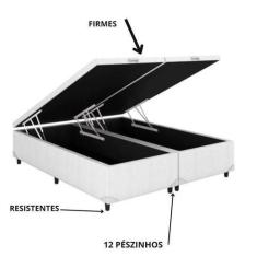 Imagem de Base Box Baú Queen Bipartido Branco - 158X198x35 - Dma