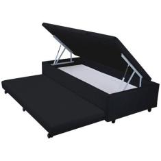Imagem de Bicama Box Baú Mega Suede Preto 3 Em 1 - 096X203 - Solteiro Americano