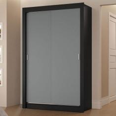Imagem de Guarda-roupa Solteiro 2 Portas de Correr 2 Gavetas Preto/cinza Vivare Madesa
