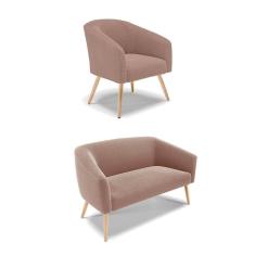 Imagem de Sofá Namoradeira e Poltrona Pé Palito Natural Stella Bouclê Rosê D03 - D`Rossi