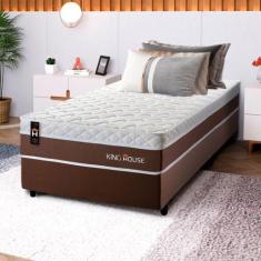 Imagem de Conjunto Cama Box Solteiro Venice 96x203x60 Marrom/Branco c/Molas Ensa