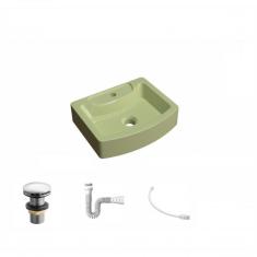 Imagem de Kit Cuba RT41 com Válvula Click 1 Polegada G e Sifão Pvc e Flexível Compace Verde Acqua