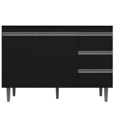 Imagem de Balcão para Cozinha Emma c/ Tampo 2 Portas 3 Gavetas Preto