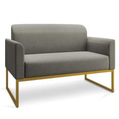 Imagem de Namoradeira 02 Lugares Linho Grafite Dourado