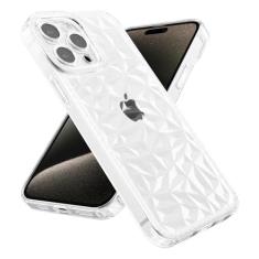 Imagem de ZTOFERA Capa para iPhone 15 Pro, capa brilhante transparente com padrão de diamante 3D para mulheres e meninas, capa de telefone à prova de choque de TPU (poliuretano termoplástico) macio com glitter