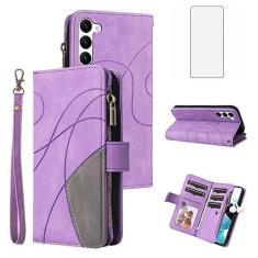 Imagem de Asuwish Capa de telefone para Samsung Galaxy S23 5G capa carteira com protetor de tela e alça de pulso flip zíper suporte para cartão de crédito suporte celular S 23 23S GS23 G5 SM-S911U 6,1 polegadas