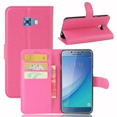 Imagem de Capa para Samsung Galaxy C5 Pro – Capa flip carteira de couro PU para Samsung Galaxy C5 Pro, capa de proteção de telefone estilo empresarial, capa com [compartimentos para dinheiro e cartão] (JFC9-4)
