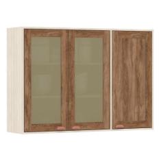 Imagem de Armário de Cozinha 120 cm 1 Porta Fechada, 2 Portas Vidro Reflecta Sof