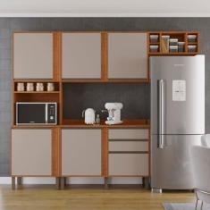 Imagem de Cozinha Compacta 4 Peças 5 Portas 2 Gavetas Pérola Cinamomo/off White