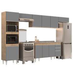 Imagem de Armário De Cozinha Modulada 5 Peças Cp15 Com Pia Inox Castanho/cinza -