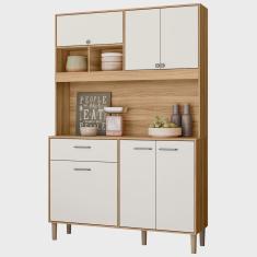 Imagem de Armário de Cozinha Compacta Retrô 120cm Wallie N03 Freijó/Off White - Mpozenato