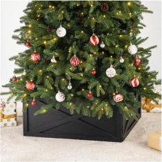 Imagem de Coleira de árvore de Natal Glitzhome lavada em madeira preta 22L