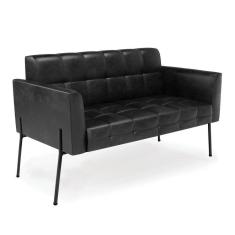 Imagem de Sofá Namoradeira 2 Lugares Pé De Ferro Preto Elisa Corano D03 - D'rossi Cor Preto