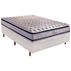 Imagem de Cama Box Casal: Colchão Molas Paropas Masterpocket Ensacadas Blue + Base Crc Rústico Branco(138X188)