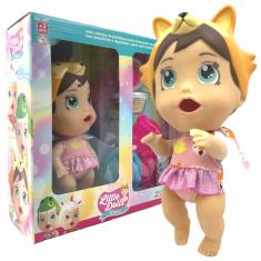 Imagem de Boneca Little Dolls Bichinhos Brinquedo Bebê Come Papinha Faz Caquinha Raposinha