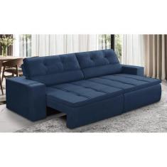 Imagem de Sofá Retrátil e Reclinável 3 lugares 1,90m com Molas Stella Suede Azul