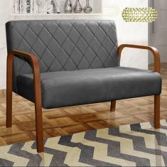 Imagem de Sofá 2 Lugares Namoradeira Lara Decoração Sala Quarto Recepção Cinza grafite