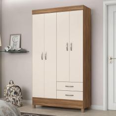 Imagem de Guarda-Roupa Astro 4 Portas Amêndola/Off-White - Demóbile