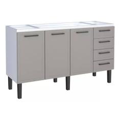 Imagem de Gabinete Armario Cozinha Juno 1.60 Mt -3 Portas  4 Gavetas - 100% Aço -Cozimax