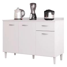 Imagem de Balcão De Cozinha Sem Tampo 3 Portas 1 Gaveta 120cm - Poquema Cor Branco
