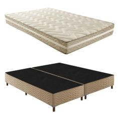 Imagem de Box Queen Florença 42x158x198cm com Colchão Queen Unique D33 Plus Duoface 18x158x198cm Rustico Bege