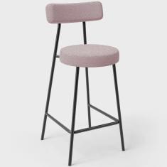 Imagem de Banqueta Baixa Para Cozinha Sala De Jantar Bar Bancada Milão L02 Bouclê Rosê - Lyam Decor