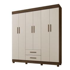Imagem de Roupeiro Copacabana New 6 Portas 2 Gavetas Benetil Imbuia/Off White