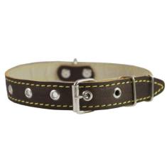 Imagem de Coleira de couro legítimo para cães de 28 a 38 cm, tamanho do pescoço, 3/4 de largura, raças médias
