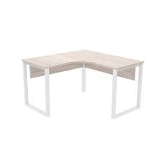 Imagem de Mesa de Escritório em L Pé Tubular Pe25 em Mdp 135 x 135 x 60 cm Nogueira Casablanca e Base Branca