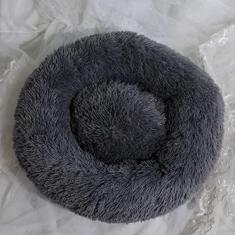 Imagem de Camas calmantes para cães pequenos, médios e grandes - cama de cachorro lavável rosquinha redonda, antiderrapante, pelúcia sintética fofa donut aconchego e ansiedade, diâmetro 32 cm